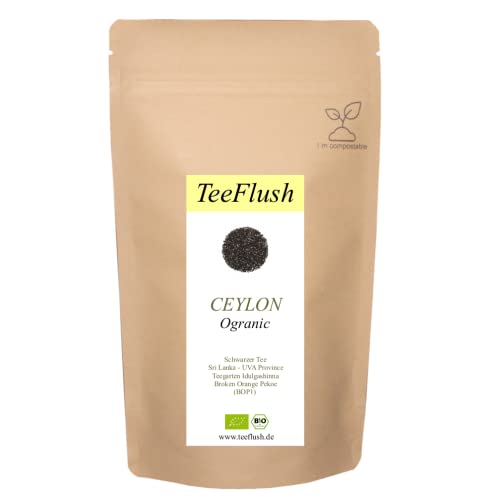 Ceylon Schwarzer Tee, Bio, Ernte 2024, Bop1 (Broken Orange Pekoe), lose Blätter, 100g, Sri-Lanka/UVA-Diskrit, Teegarten Indulgashinna, Geschmack: mild aromatisch, leicht süßlich von TeeFlush