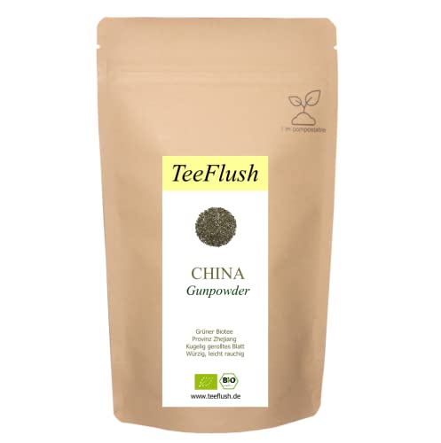 China Gunpowder Bio, Grüner Tee, lose Blätter, 250g, Ernte 2023, China/Provinz: Zhejiang, Geschmack: würzig, leicht rauchig von TeeFlush