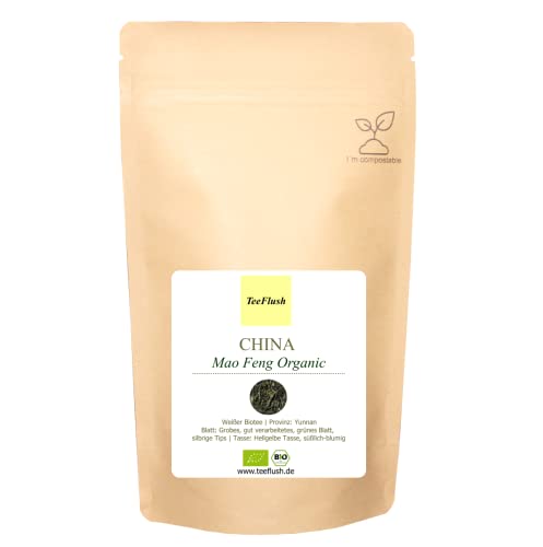 China Mao Feng, Weißer Tee, Bio, 250g, lose Blätter, Provinz: Yunnan, Tasse: Hellgelbe Tasse, süßlich-blumig von TeeFlush