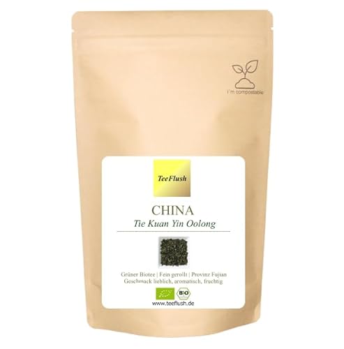 Oolong Tee "Tie Kuan Yin" Grüntee, Bio, 100g, lose Blätter, Ernte 2023, China/Fujian, Geschmack: lieblich, aromatisch, fruchtig von TeeFlush