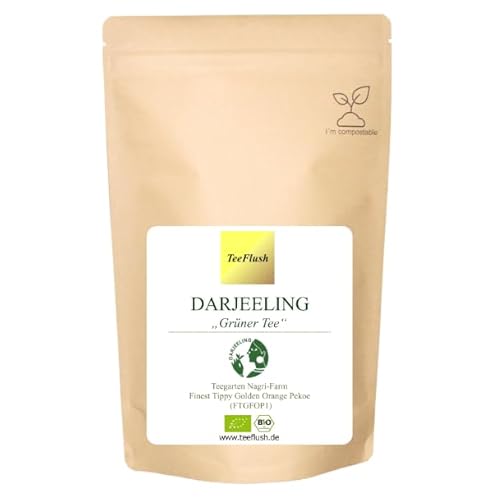 Darjeeling Grüner Tee Bio, Ernte 2022, FTGFOP1, 250g, lose, Teegarten Nagri Farm, Geschmack: blumig, zartbitter in Geschmack, dabei mild und frisch von TeeFlush