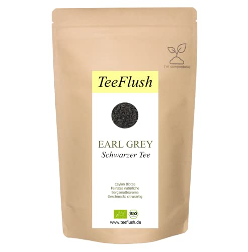 Earl Grey, Bio, 1000g, lose Blätter, Ernte 2023, Feiner Schwarzer Ceylon Tee mit feinstem natürlichem Bergamottearoma, Geschmack: citrusartig von TeeFlush