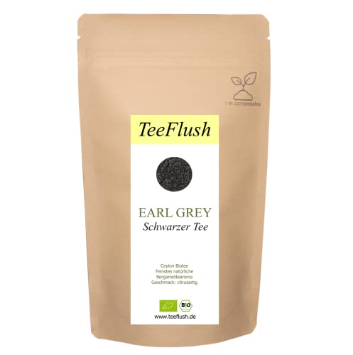 Earl Grey Bio, 100g, lose Blätter, Ernte 2022, Feiner Schwarzer Ceylon Tee mit feinstem natürlichem Bergamottearoma, Geschmack: citrusartig von TeeFlush
