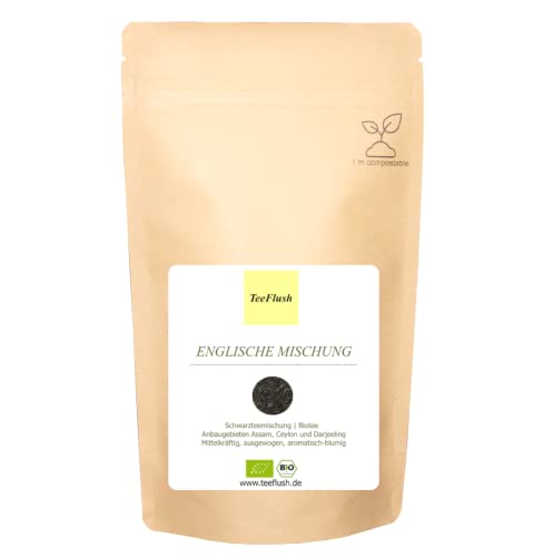 Englische Mischung, Schwarzer Biotee, Ernte 2024, lose Blätter, 100g, Herkunft: Assam, Darjeeling, Ceylon, Geschmack mittelkräftig, ausgewogen, aromatisch-blumig Englische Mischung, Schwarzer Biotee, Ernte 2024, lose Blätter, 100g, Herkunft: Assam, Darjeeling, Ceylon, Geschmack mittelkräftig, ausgewogen, aromatisch-blumig von TeeFlush
