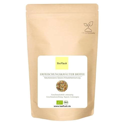 Erfrischungskräuter Biotee*, 250g, Geschmacksbild citrusartig Geschmacksrichtung, Ingwer, Lemongras von TeeFlush