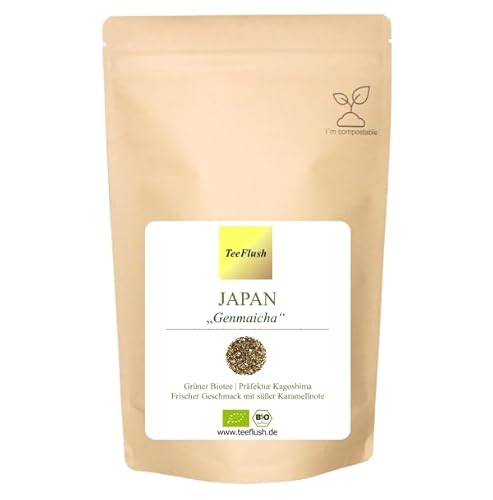 Genmaicha Bio - Japan - Grüner Tee, 100g, Ernte 2023, Präfektur Kyushu, Frischer Geschmack mit süßer Karamellnote von TeeFlush