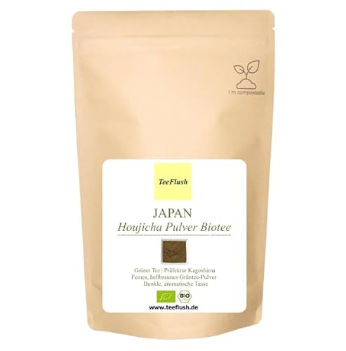 Japan Houjicha Pulver Biotee, Grüner Tee, 70g, Ernte 2023, Provinz: Präfektur Kagoshima, Dunkle, aromatische Tasse von TeeFlush