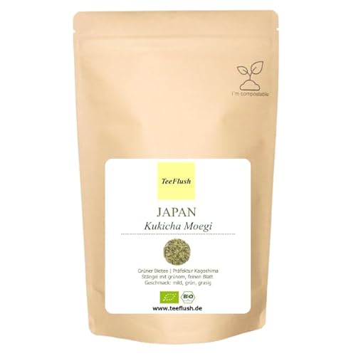 Kukicha Tee Moegi, Grüner Biotee, 100g, Ernte 2024, Präfektur Kagoshima, Blatt: Stängel mit grünem, feinen Blatt, Geschmack: mild, grün, grasig von TeeFlush