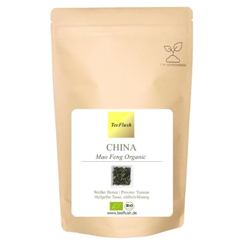 Mao Feng Tee, Weißer Biotee, Bio, 500g, lose Blätter, Ernte 2024, Provinz: Yunnan, Tasse: Hellgelbe Tasse, süßlich-blumig von TeeFlush
