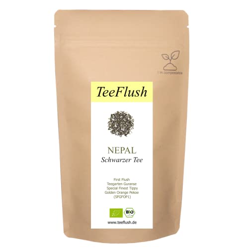 Spitzen - Nepal First Flush, Bio, Flugtee, Ernte 2023, SFTGFOP1, 100g, Schwarzer Tee, lose Blätter, Teegarten Guranse, Geschmack: spritzig-blumig von TeeFlush
