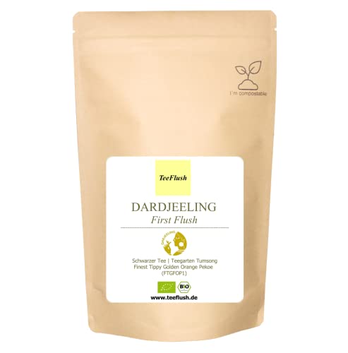 Spitzen - Darjeeling First Flush Bio, FTGFOP1, Flugtee, Ernte 2025, Schwarzer Tee, 500g, Teegarten Tumsong, Geschmack: vollblumig, fruchtig, spritzig, hocharomatisch von TeeFlush
