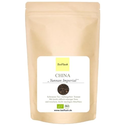 Yunnan Imperial, Schwarzer Tee, Bio, 100g, Ernte 2023, Herkunft China, Anbaugebiet Yunnan, Geschmack: leicht süßlich-würziger Note und weichem, leicht rauchigen Abschluss von TeeFlush