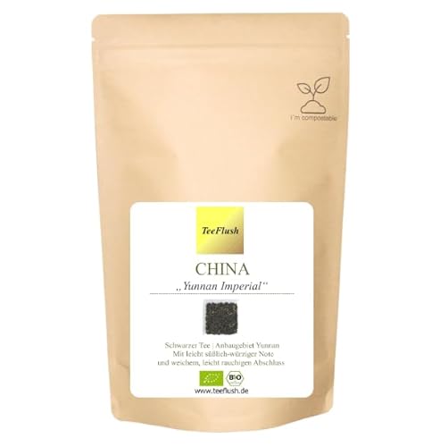 Yunnan Imperial, Schwarzer Tee, Bio, 100g, Ernte 2023, Herkunft China, Anbaugebiet Yunnan, Geschmack: leicht süßlich-würziger Note und weichem, leicht rauchigen Abschluss von TeeFlush