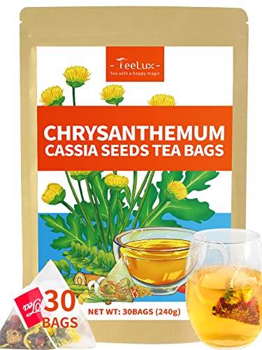 TeeLux Chrysanthemen Cassia Samen Tee Beutel, Pyramiden Teebeutel, echte Zutaten Kräutertee, Chrysantheme, Cassia Samen, Klettenwurzel, Goji Beere, Geißblatt, Osmanthus von TeeLux