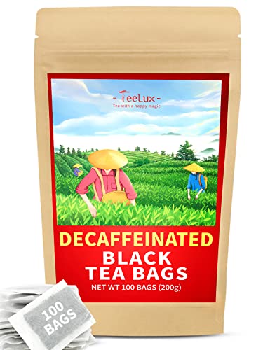 TeeLux Entkoffeinierter Schwarzer Tee Beutel 100 Stück, Vegan, Natürlicher Koffeinfreier Schwarztee, Weicher und Reicher Geschmack, Glutenfrei von TeeLux