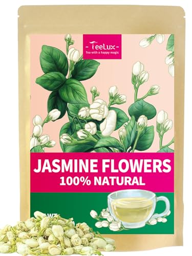 TeeLux Getrocknete Jasminknospen Essbare 100g, Vegan, Natürliche duftende Jasminblüten, Koffeinfreier, Jasmin in Lebensmittelqualität zum Backen, Trinken von TeeLux