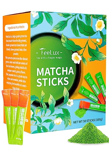 TeeLux Instant Matcha Pulver Sachets 50 Stück, Vegan, Reine Matcha Grüner Tee Pulver in Sticks, Vibrant, Verwendung zum Trinken, Kochen, Backen, Smoothies, Matcha Latte TeeLux Instant Matcha Pulver Sachets 50 Stück, Vegan, Reine Matcha Grüner Tee Pulver in Sticks, Vibrant, Verwendung zum Trinken, Kochen, Backen, Smoothies, Matcha Latte von TeeLux