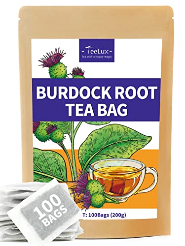 TeeLux Klettenwurzel Tee Beutel 100 Stück, Vegan, Rein Natürlicher Klettenwurzel, Biologisch Abbaubare Teebeutel, Klettentee Burdock Root Tea Bags von TeeLux