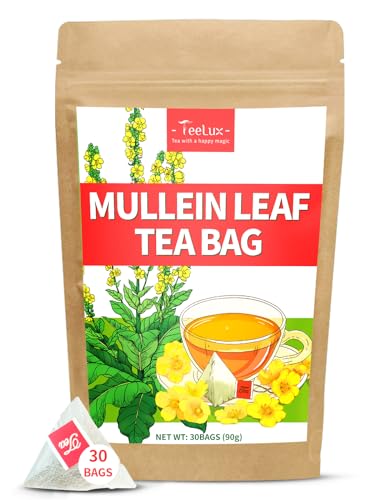 TeeLux Königskerze Tee Beutel 30 Stück, Reine Koenigskerzenblueten Blatt, Vegan, Koffeinfrei, Natürlicher Kräutertee, Königskerzenblüten Tee Königskerzentee Mullein von TeeLux