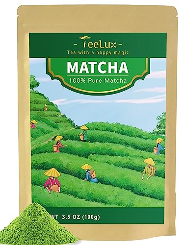 TeeLux Matcha Pulver 100g, Vegan, Reine Matcha Grüner Tee Pulver, Vibrant, Verwendung zum Trinken, Kochen, Backen, Smoothies, Matcha Latte von TeeLux