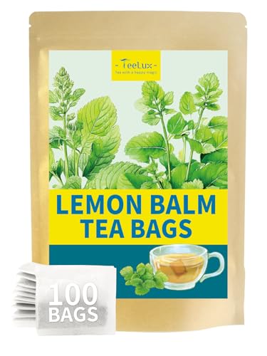 TeeLux Melissentee Beutel 100 Stück, Vegan, Rein Natürliche Zitronenmelisse Blätter Tee, Koffein frei Kräutertee, Lemon Balm Tea von TeeLux