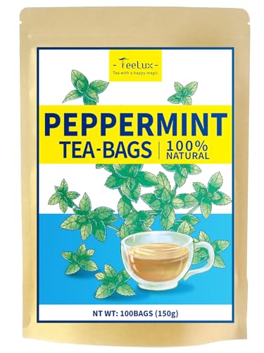 TeeLux Pfefferminze Tee Beutel 100 Stück, Vegan, Erfrischend, Reine Pfefferminze Blätter, Koffeinfrei, Natürlicher Minze Kräutertee TeeLux Pfefferminze Tee Beutel 100 Stück, Vegan, Erfrischend, Reine Pfefferminze Blätter, Koffeinfrei, Natürlicher Minze Kräutertee von TeeLux