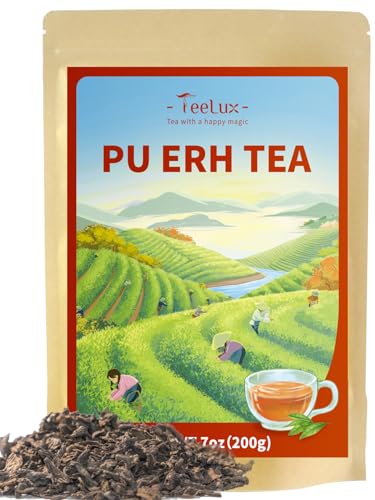 TeeLux Pu Erh Tee Lose 200g, Vegan, Weicher & Reicher Geschmack, Fermentations Pu Er Tee aus Yunnan, China, Natürlicher Puerh von TeeLux