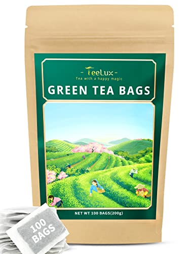 TeeLux Rein Grüner Tee Beutel 100 Teebeutel, Vegan, Erfrischend, Reich an Antioxidantien, Natürlich, Ungebleicht, Biologisch Abbaubare Teebeutel, Laktosefrei von TeeLux