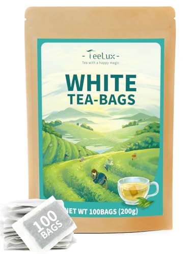 TeeLux Weißer Tee Beutel 100 Stück, Vegan, Rein Natürlicher Weißer Tee, Reich an Antioxidantien, Biologisch Abbaubare Teebeutel von TeeLux