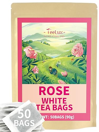 TeeLux Weißer Tee mit Rose 50 Teebeutel, Vegan, Mischung Weißtee mit Natürlichem Rosengeschmack, Reich an Antioxidantien, Weich und Wohlriechend von TeeLux