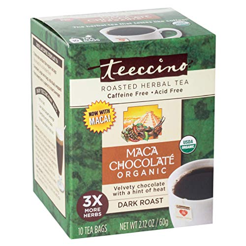 Teeccino Chocolate Organic Chicory Herbal Tea Bags, Caffeine Free, Acid Free 10 count (Pack of 6) von Teeccino