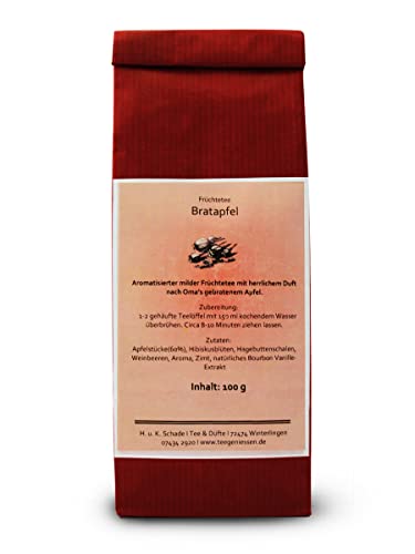 Früchtetee Bratapfel, Lose Blätter, Apfelstücke, Hibiskusblüten, Hagebuttenschalen, Weinbeeren, Zimt, 100g Teegeniessen von COXZD