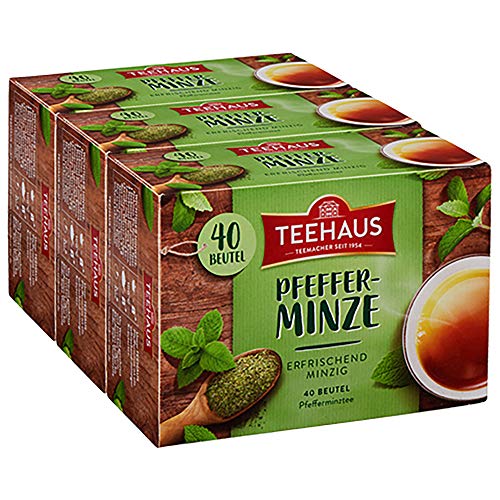 Teehaus Pfefferminze (Teebeutel), 3er Pack (3 x 70 g) von Teehaus