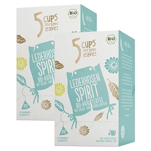 5 CUPS and some leaves - "Lederhosen Spirit" | Bio-Kr?utertee mit Salbei & Kamille im Pyramidenbeutel | Vegan & Bio | Gastronomie | 2er Pack von Teekanne