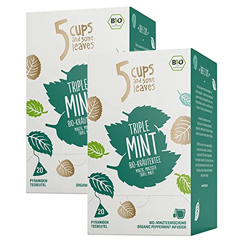 5 CUPS and some leaves - "Triple Mint" | Bio-Tee Minze im Pyramidenbeutel | Bio & Vegan | Gastronomie | 2er Pack von Teekanne