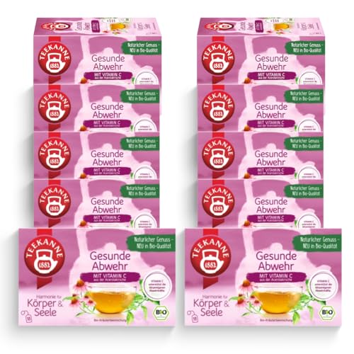 TEEKANNE Gesunde Abwehr Bio-Kräutertee, 10 Packungen x 18 Beutel (10x 36g) TEEKANNE Gesunde Abwehr Bio-Kräutertee, 10 Packungen x 18 Beutel (10x 36g) von Teekanne