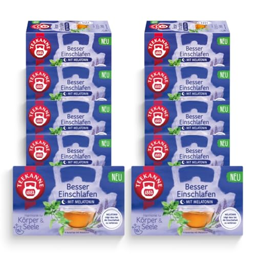 TEEKANNE Besser Einschlafen Kräutertee mit Melatonin, 10 Packungen x 18 Beutel (10x 30,6g) von Teekanne