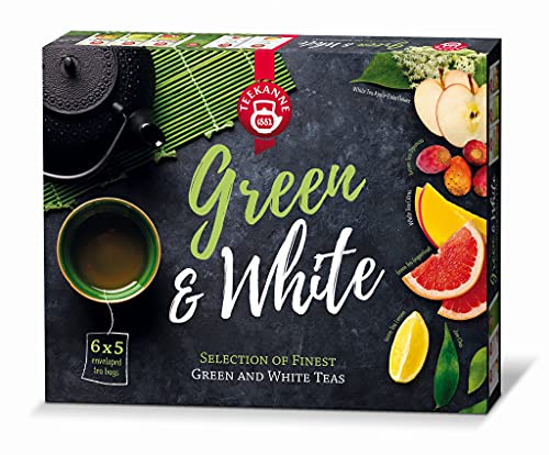 Teekanne Finest Green & White Natural Tea Collection Selection Box 6 Geschmacksrichtungen von Teekanne