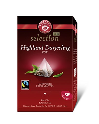 Teekanne Luxury Cup Highland Darjeeling, 20 Pyramidenbeutel, 4er Pack (4 x 40 g) von Teekanne