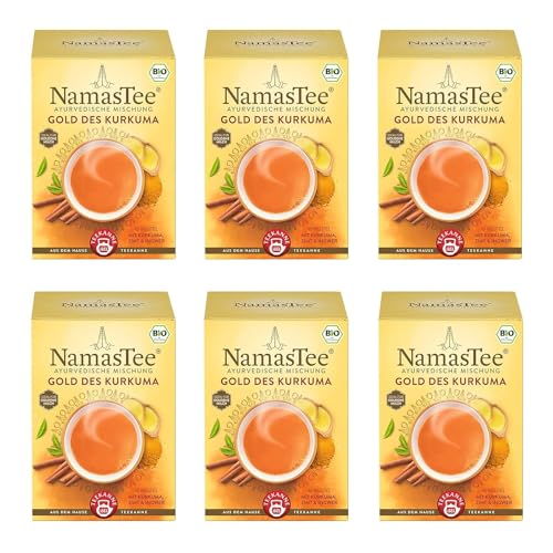 Teekanne NamasTee GOLD DES KURKUMA 6er Pack (6x15 Teebeutel | 180g) | Tee nach ayurvedischer Art von Teekanne