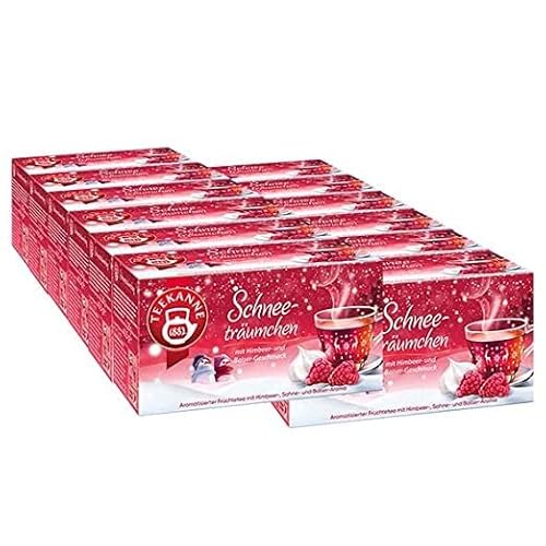 Teekanne Schneetr?umchen mit Himbeer- und Baiser-Geschmack, 12er Pack (12 x 18 Teebeutel) von Teekanne