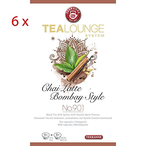 Teekanne Tealounge Kapseln Chai Latte Bombay Style No. 901, auch f?r K-Fee, 6er Set (6x16 Kapseln) von Teekanne