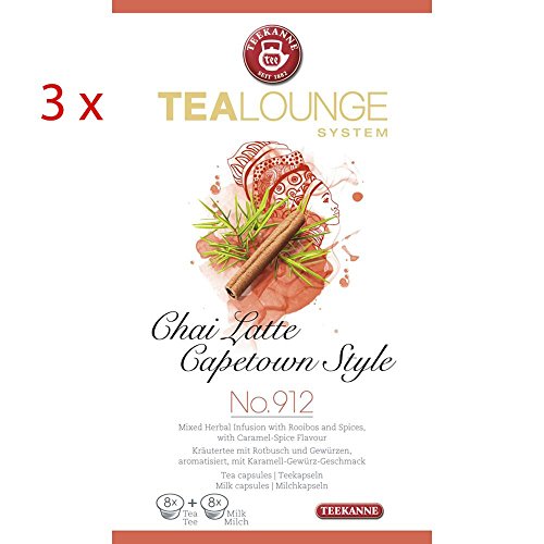 Teekanne Tealounge Kapseln Chai Latte Capetown Style No.912 auch f?r K-Fee, 3er Set (3x16 Kapseln) von Teekanne