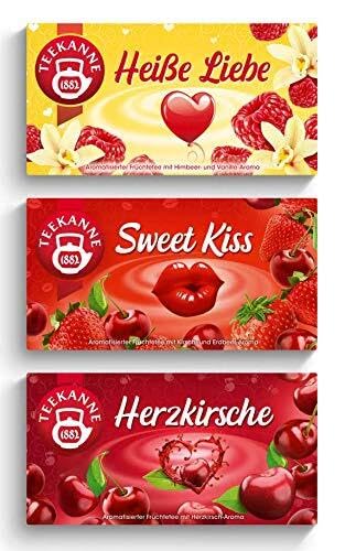 Teekanne Früchtetee-Set 3 Sorten, Herzkirsche, Sweet Kiss, Heiße Liebe (3 x 45 g) von Teekanne