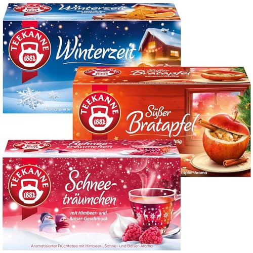 Teekanne Wintertees 3er Set, Süßer Bratapfel, Schneeträumchen & Winterzeit (3 x 20 Teebeutel) von Teekanne