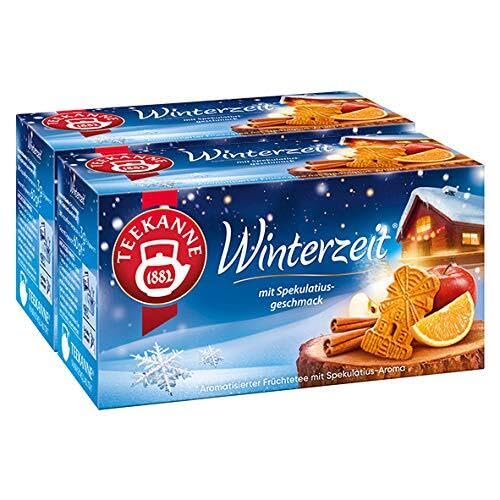 Teekanne Wintertee Winterzeit, Früchtetee mit Spekulatiusaroma, 2er Pack (2 x 20 Teebeutel), 2 x 50 g von Teekanne