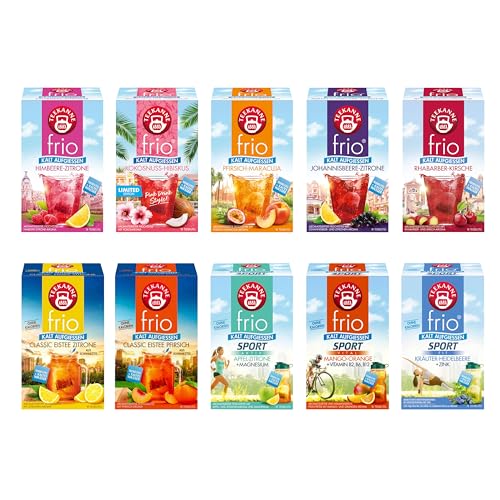 Teekanne frio 10er Pack - mit allen neuen Sorten | Kaltaufguss | Sommertee (10 x 18 Teebeutel) von Teekanne