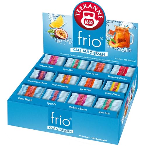 Teekanne frio Collection Box 450g | 9 Sorten, 180 Teebeutel | Kalt aufgießen | Ohne Zucker - ohne Kalorien - voller Geschmack von Teekanne