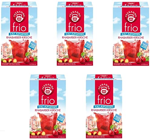 Teekanne frio Rhabarber-Kirsche, 5er Pack (5 x 18 Teebeutel), 5 x 45 g von Teekanne