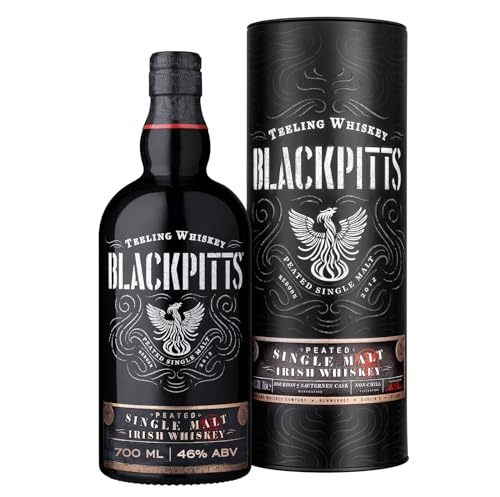 Teeling Blackpitts Peated Single Malt Irish Whiskey in Geschenkdose -Noten von Barbecue-Rauch, Nelken, Karamellbonbon und Orangenschale Whisky (1 x 0.7l) von Teeling